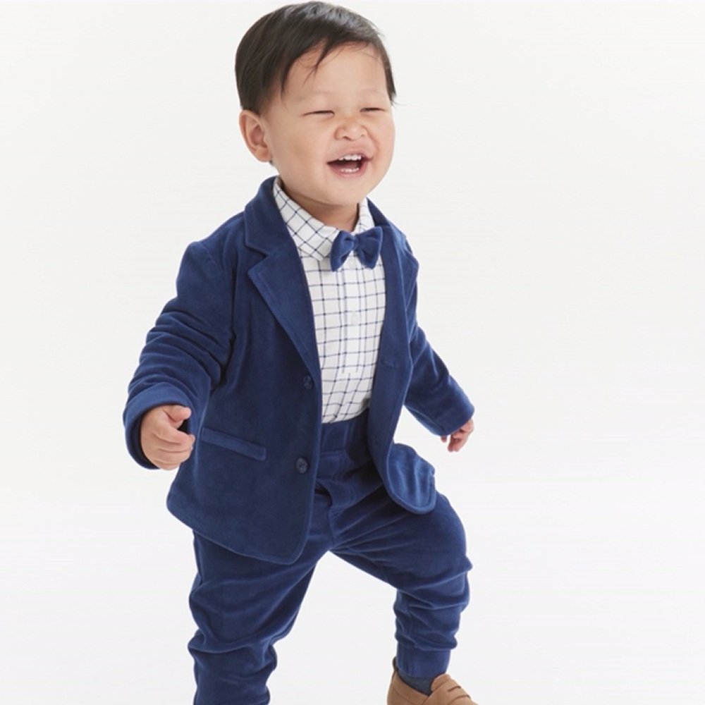 First Impressions Velour Blazer 24M Navy Baby Boy Dress Jacket‎ Formal NWT